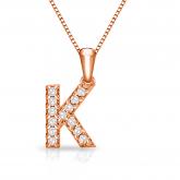 Diamond Letter K Initial Pendant in 14k Rose Gold (1/10 cttw) 18-Inch Box Chain