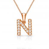 Diamond Letter N Initial Pendant in 14k Rose Gold (1/10 cttw) 18-Inch Box Chain
