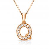 Diamond Letter Q Initial Pendant in 14k Rose Gold (1/10 cttw) 18-Inch Box Chain