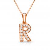 Diamond Letter R Initial Pendant in 14k Rose Gold (1/10 cttw) 18-Inch Box Chain