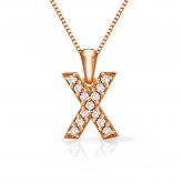 Diamond Letter X Initial Pendant in 14k Rose Gold (1/10 cttw) 18-Inch Box Chain