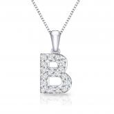 Diamond Letter B Initial Pendant in 14k White Gold (1/10 cttw) 18-inch Box Chain