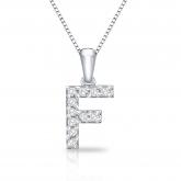 Diamond Letter F Initial Pendant in 14k White Gold (1/10 cttw) 18-inch Box Chain