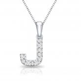 Diamond Letter J Initial Pendant in 14k White Gold (1/10 cttw) 18-Inch Box Chain