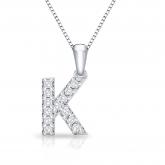 Diamond Letter K Initial Pendant in 14k White Gold (1/10 cttw) 18-Inch Box Chain