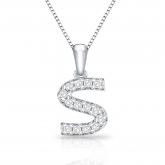 Diamond Letter S Initial Pendant in 14k White Gold (1/10 cttw) 18-Inch Box Chain