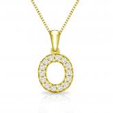 Diamond Letter O Initial Pendant in 14k Yellow Gold (1/10 cttw) 18-Inch Box Chain