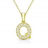 Diamond Letter Q Initial Pendant in 14k Yellow Gold (1/10 cttw) 18-Inch Box Chain