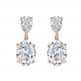 Lab Grown Diamond Two Stone Drop Earrings Pear and Oval 6.00 ct. tw. (D, VVS) 14k Rose Gold