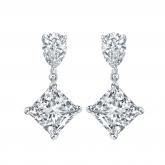 Lab Grown Diamond Two Stone Drop Earrings Pear and Princess 3.00 ct. tw. (E, VS) 18k White Gold