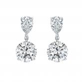 Lab Grown Diamond Two Stone Drop Earrings Pear and Round 3.00 ct. tw. (D, VVS) 18k White Gold