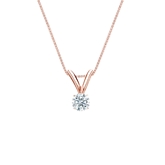 Natural Diamond Solitaire Pendant Hearts & Arrows-cut 0.13 ct. tw. (G-H, SI1-SI2) 14k Rose Gold 4-Prong Basket
