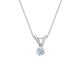 14k White Gold 4-Prong Basket Certified Hearts & Arrows Diamond Solitaire Pendant 0.13 ct. tw. (H-I, I1-I2)