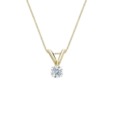 Natural Diamond Solitaire Pendant Hearts & Arrows-cut 0.13 ct. tw. (G-H, SI1-SI2) 14k Yellow Gold 4-Prong Basket