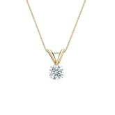 Natural Diamond Solitaire Pendant Hearts & Arrows-cut 0.20 ct. tw. (H-I, I1-I2) 18k Yellow Gold 4-Prong Basket
