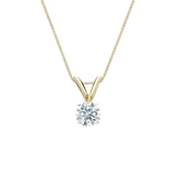 Natural Diamond Solitaire Pendant Hearts & Arrows-cut 0.25 ct. tw. (H-I, I1-I2) 14k Yellow Gold 4-Prong Basket