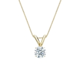 Natural Diamond Solitaire Pendant Hearts & Arrows-cut 0.31 ct. tw. (H-I, I1-I2) 14k Yellow Gold 4-Prong Basket