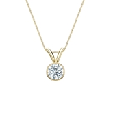 Natural Diamond Solitaire Pendant Hearts & Arrows-cut 0.31 ct. tw. (F-G, SI1, Ideal) 14k Yellow Gold Bezel