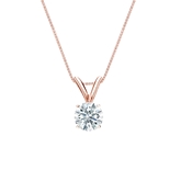 Natural Diamond Solitaire Pendant Hearts & Arrows-cut 0.38 ct. tw. (G-H, SI1-SI2) 14k Rose Gold 4-Prong Basket