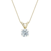 Natural Diamond Solitaire Pendant Hearts & Arrows-cut 0.38 ct. tw. (G-H, SI1-SI2) 18k Yellow Gold 4-Prong Basket