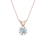 Natural Diamond Solitaire Pendant Hearts & Arrows-cut 0.63 ct. tw. (G-H, SI1-SI2) 14k Rose Gold 4-Prong Basket