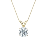 Natural Diamond Solitaire Pendant Hearts & Arrows-cut 0.75 ct. tw. (F-G, VS2, Ideal) 18k Yellow Gold 4-Prong Basket