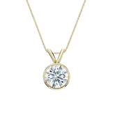 Natural Diamond Solitaire Pendant Hearts & Arrows-cut 0.75 ct. tw. (F-G, SI1, Ideal) 18k Yellow Gold Bezel