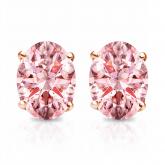 Lab Grown Diamond Stud Earrings IGI Certified Oval 1.15 ct.tw (Pink, VS) 14k Rose Gold 4-Prong Basket