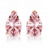 Lab Grown Diamond Stud Earrings IGI Certified Pear 1.45 ct.tw (Pink, VS) 14k Rose Gold 4-Prong Basket