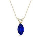 Lab Grown Gemstone Blue Sapphire Pendant Marquise 0.25 ct. tw. 18k Yellow Gold V-End Prong