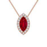 Lab Grown Gemstone Ruby Pendant Marquise 1.00 ct. tw. 14k Rose Gold Halo