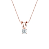 Natural Diamond Solitaire Pendant Princess-cut 0.13 ct. tw. (H-I, SI1-SI2) 14k Rose Gold 4-Prong Basket