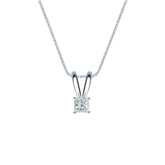 Natural Diamond Solitaire Pendant Princess-cut 0.13 ct. tw. (H-I, SI2) 18k White Gold 4-Prong Basket