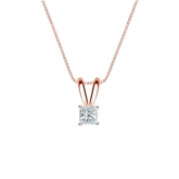 Natural Diamond Solitaire Pendant Princess-cut 0.17 ct. tw. (I-J, I1-I2) 14k Rose Gold 4-Prong Basket