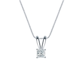 Natural Diamond Solitaire Pendant Princess-cut 0.17 ct. tw. (G-H, VS1-VS2) 14k White Gold 4-Prong Basket