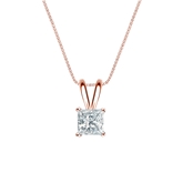 Natural Diamond Solitaire Pendant Princess-cut 0.50 ct. tw. (I-J, I1) 14k Rose Gold 4-Prong Basket