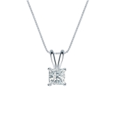 Natural Diamond Solitaire Pendant Princess-cut 0.50 ct. tw. (I-J, I1-I2) 18k White Gold 4-Prong Basket