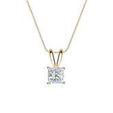 Natural Diamond Solitaire Pendant Princess-cut 0.50 ct. tw. (I-J, I1) 14k Yellow Gold 4-Prong Basket