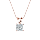 Natural Diamond Solitaire Pendant Princess-cut 0.75 ct. tw. (I-J, I1) 14k Rose Gold 4-Prong Basket