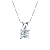 Natural Diamond Solitaire Pendant Princess-cut 0.75 ct. tw. (G-H, VS1-VS2) 14k White Gold 4-Prong Basket