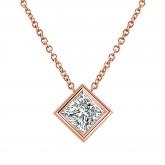 IGI Certified Lab Grown Diamond Solitaire Pendant Princess-Cut 1.50 ct. tw. (F, VS2-SI1) in 14K Rose Gold Bezel Set