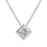 IGI Certified Lab Grown Diamond Solitaire Pendant Princess-Cut 1.00 ct. tw. (F-G, SI1-SI2) in 14K White Gold Bezel Set