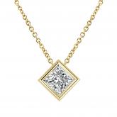 IGI Certified Lab Grown Diamond Solitaire Pendant Princess-Cut 1.50 ct. tw. (F, VS2-SI1) in 14K Yellow Gold Bezel Set