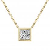 Diamond Solitaire Pendant Princess-Cut  0.38 ct. tw. (I-J, VS1-VS2) in 14K Yellow Gold Bezel Set