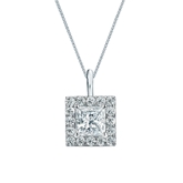 Natural Diamond Solitaire Pendant Princess-cut 1.00 ct. tw. (G-H, VS2) 14k White Gold Halo