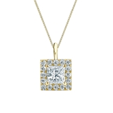 Natural Diamond Solitaire Pendant Princess-cut 1.00 ct. tw. (G-H, VS2) 18k Yellow Gold Halo