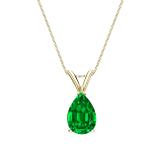 Lab Grown Gemstone Green Emerald Pendant Pear 0.75 ct. tw. 18k Yellow Gold V-End Prong