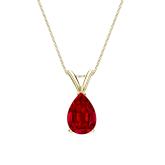 Lab Grown Gemstone Ruby Pendant Pear 3.00 ct. tw. 14k Yellow Gold V-End Prong
