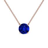 Lab Grown Gemstone Blue Sapphire Pendant Round 0.50 ct. tw. 14k Rose Gold 4-Prong