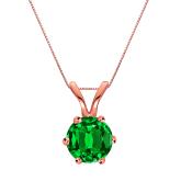 Lab Grown Gemstone Green Emerald Pendant Round 0.75 ct. tw. 14k Rose Gold 6-Prong Basket